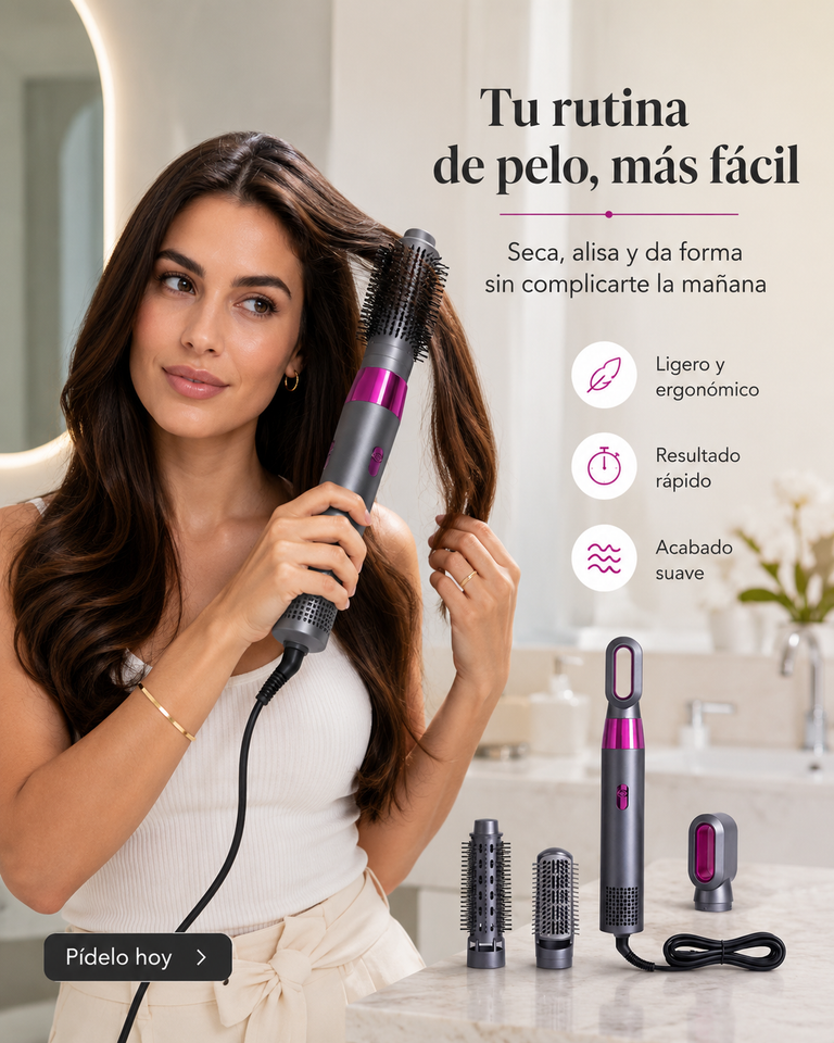Cepillo eléctrico multifunción 3 en 1 REMINGTON — Alisa, riza y aporta volumen en minutos