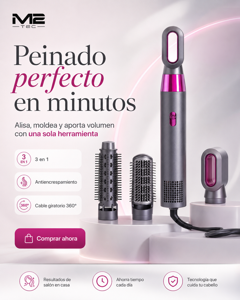 Cepillo eléctrico multifunción 3 en 1 REMINGTON — Alisa, riza y aporta volumen en minutos