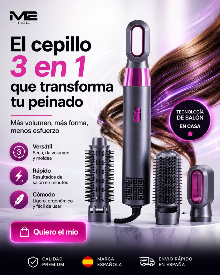 Cepillo eléctrico multifunción 3 en 1 REMINGTON — Alisa, riza y aporta volumen en minutos