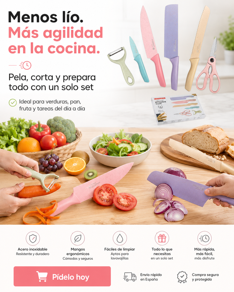 Set de cuchillos de cocina de 6 piezas con pelador y tijeras