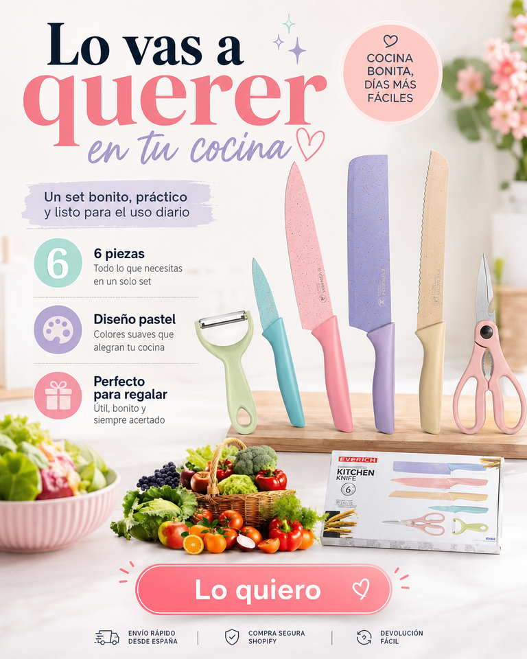Set de cuchillos de cocina de 6 piezas con pelador y tijeras