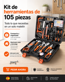 Kit de herramientas de 105 piezas con maletín organizador para casa, coche y bricolaje