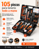 Kit de herramientas de 105 piezas con maletín organizador para casa, coche y bricolaje
