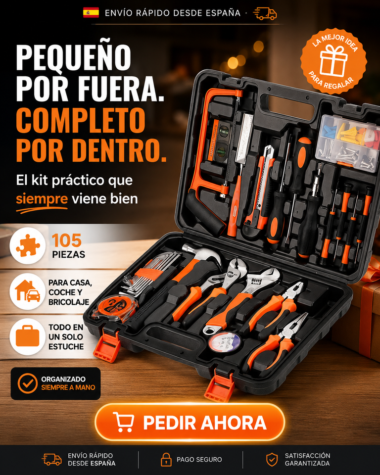 Kit de herramientas de 105 piezas con maletín organizador para casa, coche y bricolaje